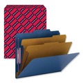 File Folders | Smead 14032 6-Section Pressboard Top Tab Classification Folders with 6 SafeSHIELD Fasteners - Letter Size/Dark Blue (10/Box) image number 1