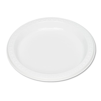 Tablemate 7644WH 7 in. Diameter Plastic Dinnerware Plates - White (125/Pack)