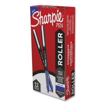 PENS PENCILS AND MARKERS | Sharpie Roller 2101306 Medium 0.7 mm Professional Design Rollerball Stick Pen - Blue Ink, Black/Blue Barrel (1-Dozen)