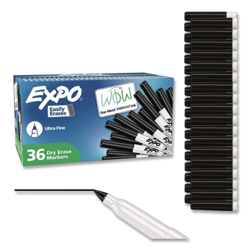 Washable Markers | EXPO 2003894A Low-Odor Extra-Fine Tip Dry Erase Marker Office Value Pack - Black (36/Pack) image number 0