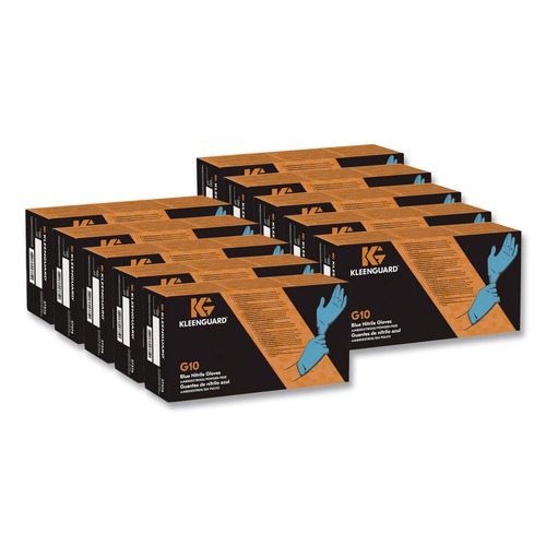 Disposable Gloves | KleenGuard 417-57373 9.5 in. Long 6 mil Thick Powder-Free G10 Nitrile Gloves - Large Blue (10-Boxes/Carton) image number 0