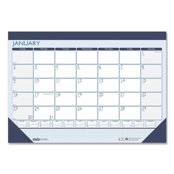 House of Doolittle 151 22 in. x 17 in. 12-Month (Jan-Dec 2026) Recycled Contempo Desk Pad Calendar - White/Blue Sheets/Blue Binding/Blue Corners
