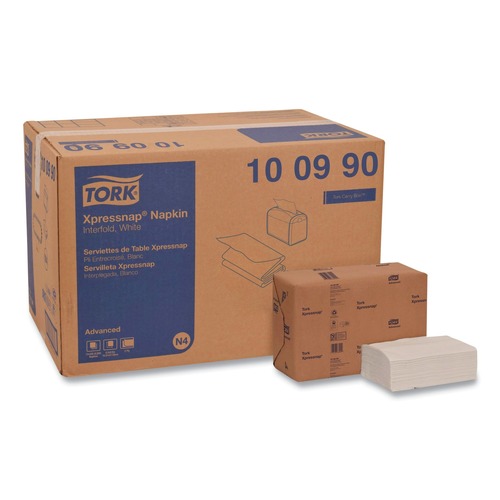 Paper Towels and Napkins | Tork 100990 2-Ply 6.5 in. x 8.5 in. Xpressnap Interfold Dispenser Napkins - White (12/Carton) image number 0