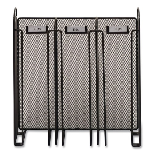 Desktop Organizers | Safco 3292BL 12.75 in. x 4.5 in. x 13.25 in. 3 Compartments Steel Mesh Onyx Breakroom Organizers - Black image number 0