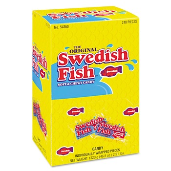 SNACKS | Swedish Fish 00 70462 43146 00 Grab-and-Go Candy Snacks In Reception Box (240-Pieces/Box)