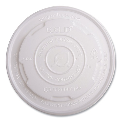 Food Trays, Containers, and Lids | Eco-Products EP-ECOLID-SPL 12 oz./16 oz./32 oz. World Art PLA-Laminated Plastic Soup Container Lids - White (500/Carton) image number 0