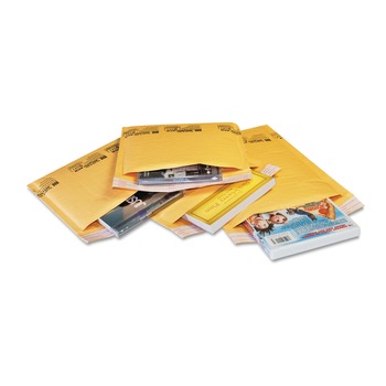 Sealed Air 100729776 #000 Barrier Bubble Air Cell Cushion Self-Adhesive Closure 4 in. x 8 in. Jiffylite Self-Seal Bubble Mailer - Golden Kraft (250/Carton)