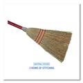 Brooms | Boardwalk BWK951TCT Corn Fiber Lobby/Toy Broom with 39 in. Wood Handle - Red/Yellow (12/Carton) image number 4