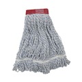 Labor Day Sale | Boardwalk BWK553 Rayon/Polyester Wide Floor Finish Mop Head - Large, White/Blue (12/Carton) image number 3