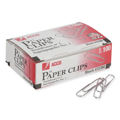Paper Clips | ACCO A7072380I No. 1 Smooth Paper Clips - Silver (1000/Pack) image number 0