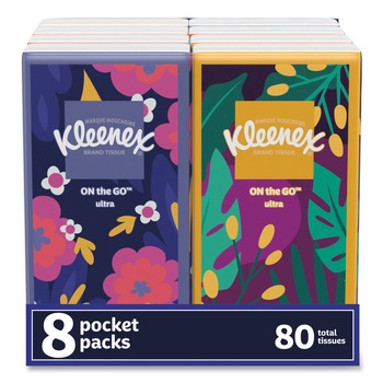 TISSUES | Kleenex 46651 3-Ply On The Go Packs Facial Tissues - White (8/Pack)