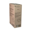Food Trays, Containers, and Lids | Pactiv Corp. YTD18803ECON 8.42 in. x 8.15 in. x 3 in. 3 Compartments Dual Tab Lock Economy Vented Foam Hinged Lid Container - White (150/Carton) image number 1
