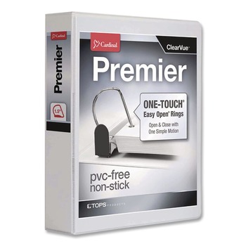 Cardinal 10310 1.5 in. Capacity 11 x 8.5 Premier Easy Open ClearVue Locking Slant-D Ring Binder - White