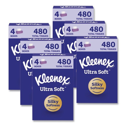 Tissues | Kleenex 54315 Ultra Soft 3-Ply Facial Tissue - White (6/Carton) image number 0