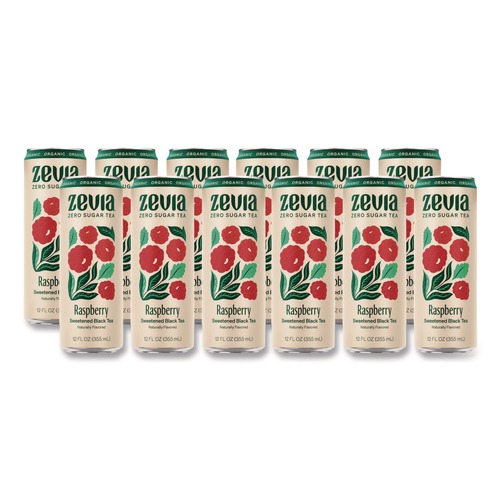 Beverages & Drink Mixes | Zevia 01703-12 12 oz Can Raspberry Black Tea Zero Sugar Naturally Sweetened Black Tea (12/Carton) image number 0