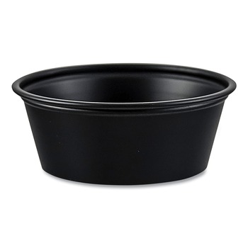 SOLO P150BLK 1.5 oz HIPS Plastic Portion Container - Black (2500/Carton)