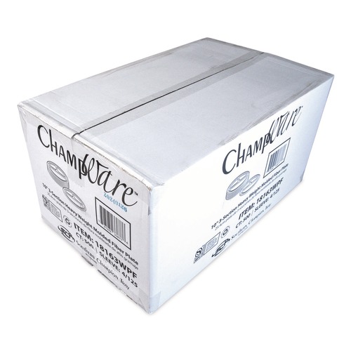 Bowls and Plates | SCT 18163WPF 10 in. Diameter 3-Compartment ChampWare Molded Fiber Plate Tableware - White (500/Carton) image number 0