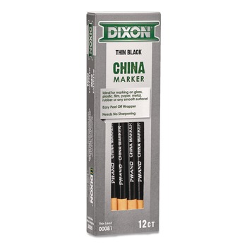 PRODUCTS | Dixon 000810002 China Marker, Black, Thin Lead, 12/Pack