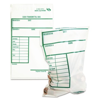 Quality Park QUA45220 6 x 9 Printed Info Block Cash Transmittal Bags - Clear (100/Pack)