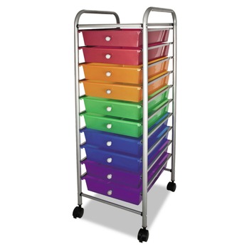 DESKTOP ORGANIZERS | Advantus 34004 1 Shelf 10 Drawer 13 in. x 15.38 in. x 37.75 in. Metal Portable Drawer Organizer - Matte Gray/Assorted
