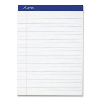 Ampad 20-320 (50) White 8.5 in. x 11.75 in. Sheets Wide/Legal Rule Perforated Writing Pads (1-Dozen)