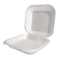 Food Trays, Containers, and Lids | Plastifar 12091 8 in. x 8.56 in. x 2.76 in. Secure Two Tab Latch Poly Bag Foam Hinged Lid Container - White (200/Pack) image number 1