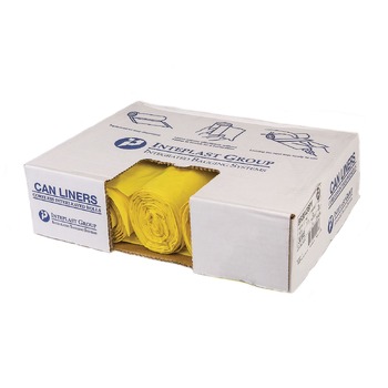 Inteplast Group BR3043SPY 30 in. x 43 in. 1.15 mil 30 Gallon Low-Density Commercial Can Liners - Yellow (150/Carton)