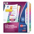 Back to School Sale | Avery 11165 Ready Index 11 in. x 9.25 in. 10-Tab 1 to 10 Extra Wide Tabs Customizable TOC Dividers - Multicolor Tabs/White (1-Set) image number 0