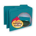 File Folders | Smead 10291 1/3-Cut Tabs Assorted Letter Size 0.75 in. Expansion Interior File Folders - Teal (100/Box) image number 3