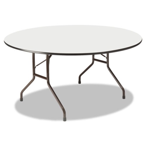 Office & Office Supplies | Iceberg 55267 OfficeWorks 60 in. x 29 in. Round Wood Folding Table - Gray Top/Charcoal Base image number 0