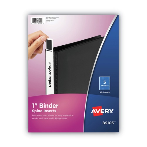 Dividers & Tabs | Avery 89103 1 in. Spine Width Binder Spine Inserts (8 Inserts/Sheet, 5 Sheets/Pack) image number 0