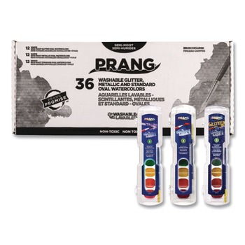 Prang X80519 Semi-Moist Washable Watercolor Classic, Glitter, and Metallic Master Pack - Assorted (36-Sets)