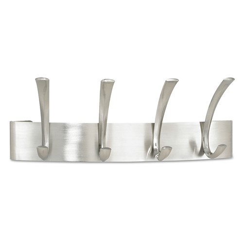 Wall Racks & Hooks | Safco 4205SL 14.25w x 4.5d x 5.25h Four-Hook Metal Coat Wall Rack - Brushed Nickel image number 0