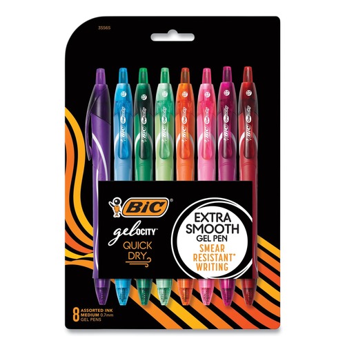 Pens | BIC RGLCGAP81-AST Medium 0.7 mm Gel-ocity Quick Dry Retractable Gel Pen - Randomly Assorted Ink and Barrel Colors (8/Pack) image number 0
