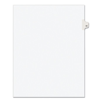 Avery 01055 11 x 8.5 Avery Style Preprinted Legal Exhibit Side 10-Tab Index Dividers - White (25/Pack)
