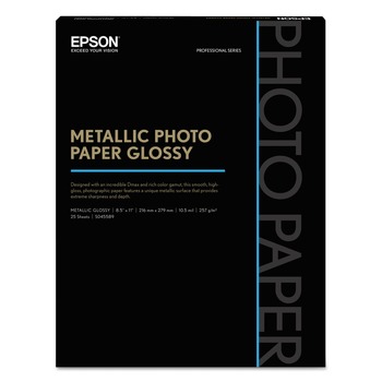 PAPER AND PRINTABLES | Epson S045589 8.5 in. x 11 in. 10.5 mil Professional Media Metallic Gloss Photo Paper - White (25/Pack)