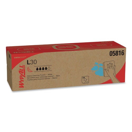 Paper Towels and Napkins | WypAll 05816 L30 POP-UP Box 9.8 in. x 16.4 in. Towels - White (120/Box, 6 Boxes/Carton) image number 0