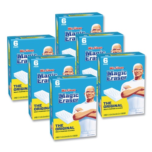 Erasers & Correction Supplies | Mr. Clean 79009 2.3 in. x 4.6 in. 1 in. Thick Magic Eraser - White (6/Pack, 6 Packs/Carton) image number 0