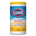 Disinfectants | Clorox 01594 7 in. x 8 in. 1-Ply Disinfecting Wipes - Crisp Lemon, White (35/Canister, 12 Canisters/Carton) image number 1