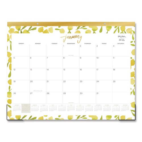 Bulletin Boards | Blue Sky 149063 22 in. x 17 in. 12-Month (Jan to Dec): 2026 Mimosa Monthly Desk Pad Calendar - Lemon Artwork, White/Yellow/Green Sheets image number 0