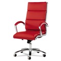 Alera | Alera ALENR4139 Neratoli Series 17.32 in. to 21.25 in. Seat Height Up to 275 lbs. High-Back Slim Faux Leather Profile Chair - Red Seat/Back, Chrome image number 3
