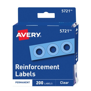 PAPER AND PRINTABLES | Avery 05721 0.25 in. Diameter Dispenser Pack Hole Reinforcements - Clear (200/Pack)