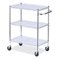 Cleaning Carts | Alera ALESW333018SR 34.5 in. x 18 in. x 40 in. 600 lbs. Capacity 3-Shelf Wire Cart with Liners - Silver image number 0