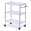 Cleaning Carts | Alera ALESW333018SR 34.21 in. x 18 in. x 40 in. 600 lbs. Capacity 3-Shelf Wire Cart with Liners - Silver image number 0