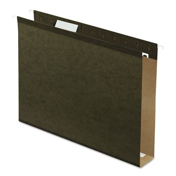Pendaflex 04152X2 1/5-Cut Tabs 2 in. Capacity Letter Size Extra Capacity Reinforced Hanging File Folders with Box Bottom - Green (25/Box)