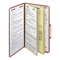 File Folders | Smead 19075 Six SafeSHIELD Fasteners 2/5-Cut Tabs 2 Dividers Legal Size Pressboard Classification Folders - Red (10/Box) image number 1