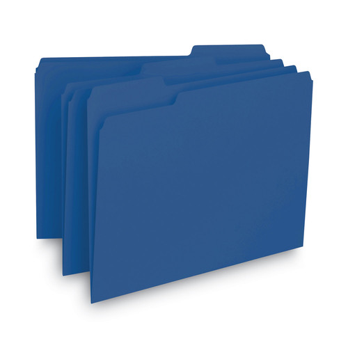 File Folders | Smead 10279 1/3-Cut Tabs Assorted Letter Size 0.75 in. Expansion Interior File Folders - Navy Blue (100/Box) image number 0