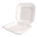 Food Trays, Containers, and Lids | Plastifar 12095 9 in. x 9 in. x 3 in. Secure Two Tab Latch Poly Bag Foam Hinged Lid Container - White (200/Carton) image number 1