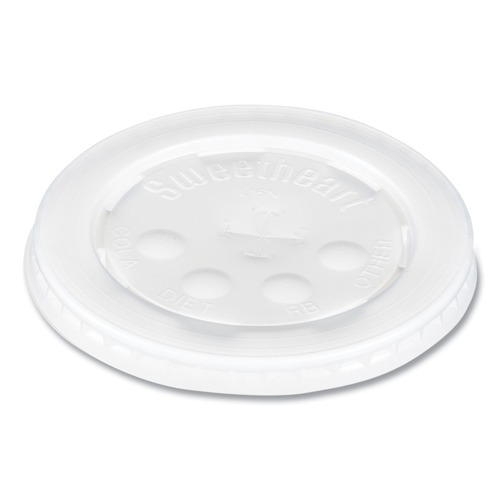 Cups and Lids | SOLO L16BL-0100 Polystyrene Plastic Flat Straw-Slot Cold Cup Lids Fits 12 oz to 24 oz Cups - Translucent (125/Pack, 16 Packs/Carton) image number 0