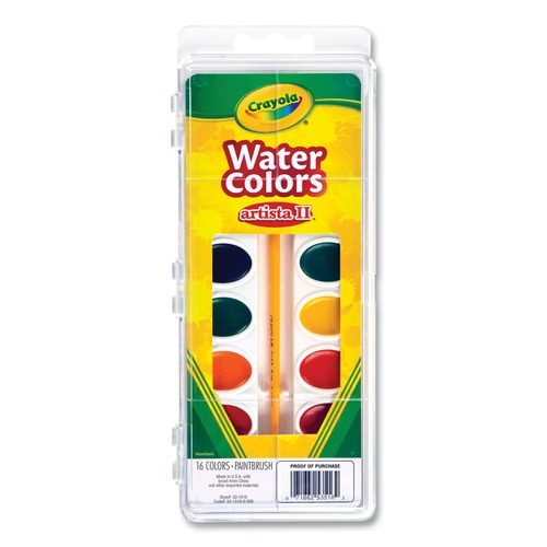 Arts & Crafts Supplies | Crayola 53-1516 Artista II Palette Tray Washable Watercolor Set - 16 Assorted Colors (1-Set) image number 0